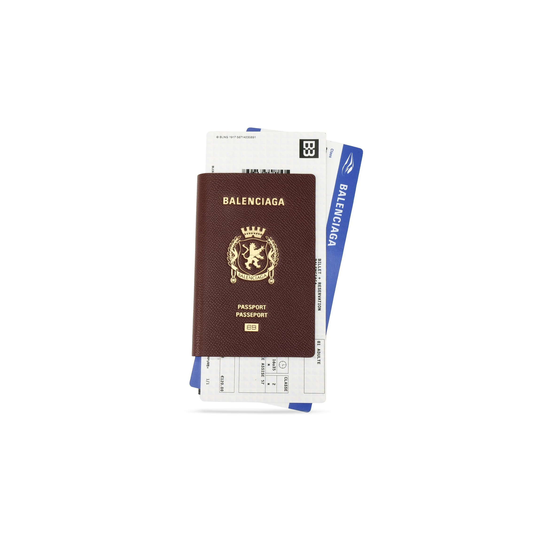 BALENCIAGA MEN'S PASSPORT LONG WALLET 1 TICKET IN PASSPORT DEEP RED 7877772AA3R6027 (21*12.4*2cm）